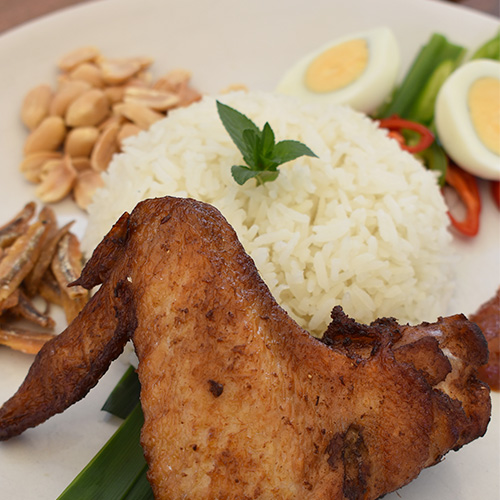 Tuesday - Malaysian Nasi Lemak Served with coconut rice, ikan bilis, peanuts and sambal belcan.